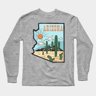 Arizona State Retro Vintage Camping Cactus Long Sleeve T-Shirt